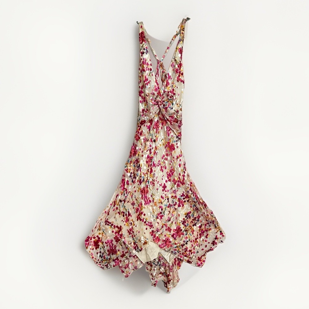BCBG Maxazria Silk & Rayon Asymmetrical Hem Whimsical Fairycore Dress Tag $320